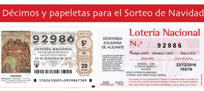 ¡¡YA TENEMOS A LA VENTA LA LOTERÍA DE NAVIDAD SOLIDARIA!!