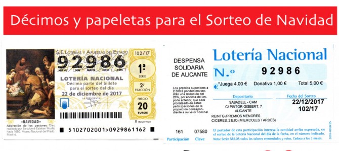 Lotería de Navidad a beneficio de Despensa Solidaria