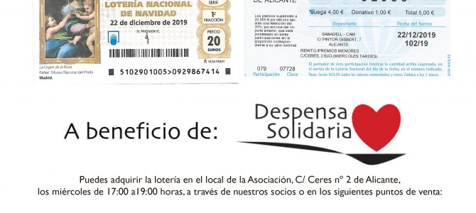 Lotería de Navidad a beneficio de Despensa Solidaria Alicante